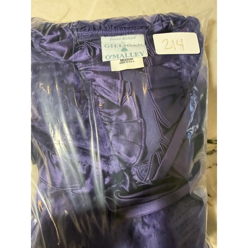 Donna Richard Gilligan O'Malley Vintage Purple Velvet Ruffle Maxi Robe USA Made - Picture 16 of 16
